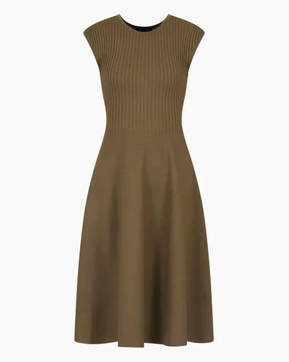 ASV Knit Longuette Dress Brown Women Armani Dresses And Jumpsuits