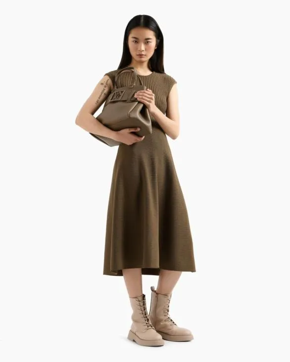 ASV Knit Longuette Dress Brown Women Armani Dresses And Jumpsuits ASV Knit Longuette Dress Brown Women Armani Dresses And Jumpsuits