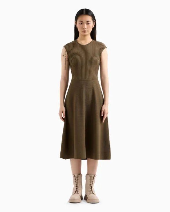 ASV Knit Longuette Dress Brown Women Armani Dresses And Jumpsuits ASV Knit Longuette Dress Brown Women Armani Dresses And Jumpsuits