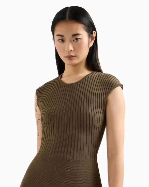 ASV Knit Longuette Dress Brown Women Armani Dresses And Jumpsuits ASV Knit Longuette Dress Brown Women Armani Dresses And Jumpsuits