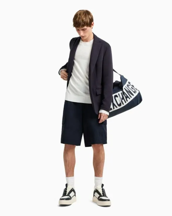 ASV Toneontone Logo Crewneck Sweater White Men Armani Knitwear ASV Toneontone Logo Crewneck Sweater White Men Armani Knitwear