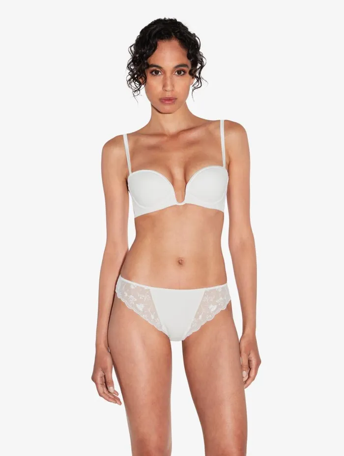 Bandeau Bra In Lys With Embroidered Tulle Lingerie La Perla Bandeau
