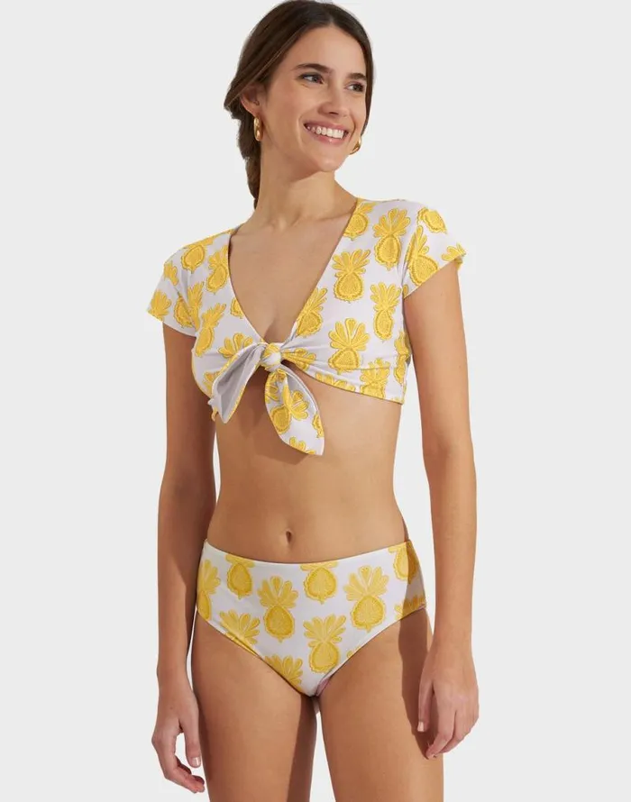 Bardot Top Pineapple Sunflower White Women La Double J Swimwear
