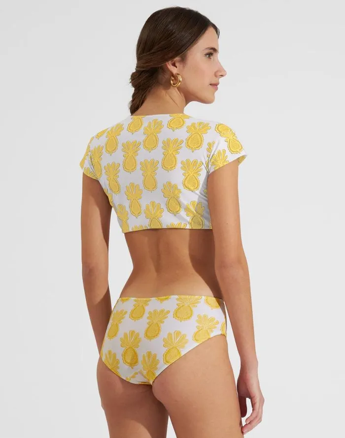Bardot Top Pineapple Sunflower White Women La Double J Swimwear Bardot Top Pineapple Sunflower White Women La Double J Swimwear