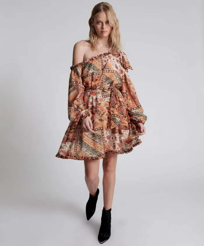BAZAAR PAISLEY ONE SHOULDER DRESS Women One Teaspoon Mini Dresses