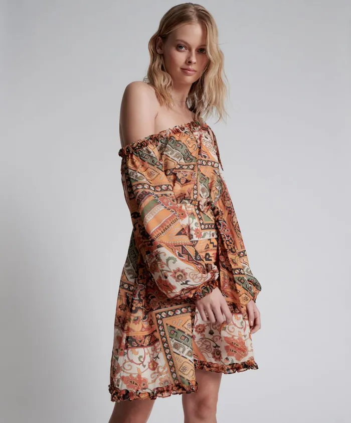 BAZAAR PAISLEY ONE SHOULDER DRESS Women One Teaspoon Mini Dresses BAZAAR PAISLEY ONE SHOULDER DRESS Women One Teaspoon Mini Dresses