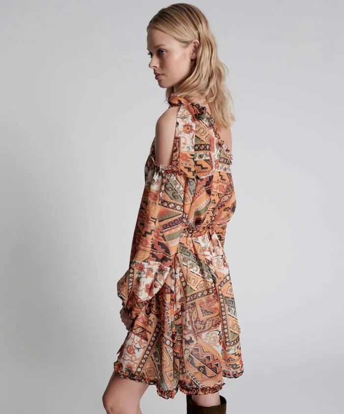 BAZAAR PAISLEY ONE SHOULDER DRESS Women One Teaspoon Mini Dresses BAZAAR PAISLEY ONE SHOULDER DRESS Women One Teaspoon Mini Dresses