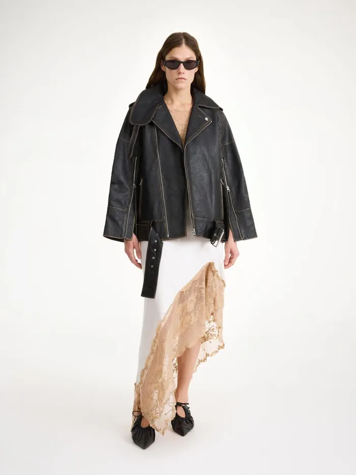 Beatrisse Leather Jacket Black Women By Malene Birger Coats and Jackets