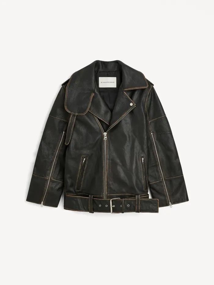 Beatrisse Leather Jacket Black Women By Malene Birger Coats and Jackets