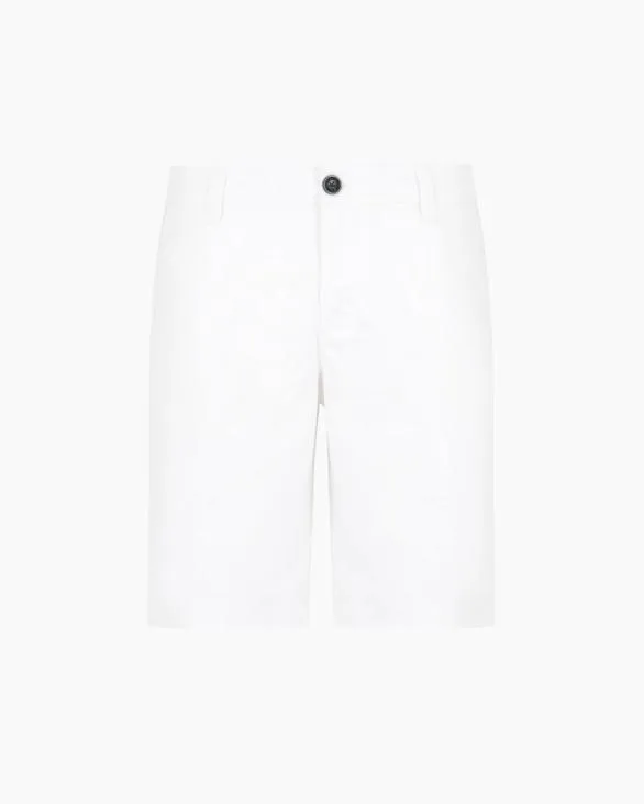 Bermuda Shorts In Satin Stretch Fabric White Men Armani Trousers And Shorts