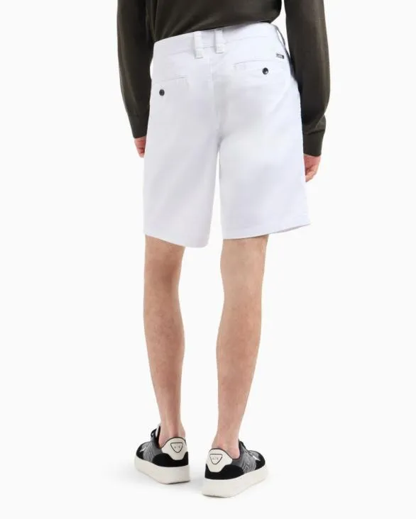 Bermuda Shorts In Satin Stretch Fabric White Men Armani Trousers And Shorts Bermuda Shorts In Satin Stretch Fabric White Men Armani Trousers And Shorts