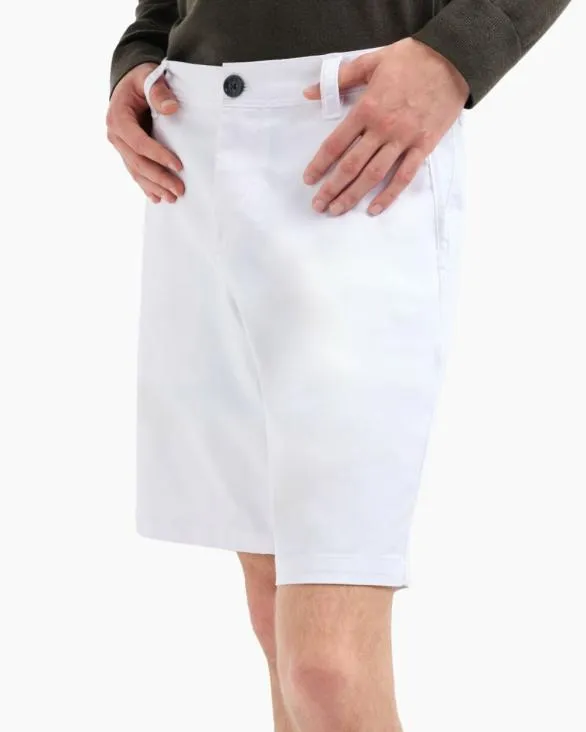 Bermuda Shorts In Satin Stretch Fabric White Men Armani Trousers And Shorts Bermuda Shorts In Satin Stretch Fabric White Men Armani Trousers And Shorts