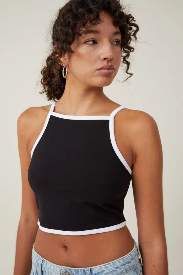 Billi High Neck Tank Black Women Cotton On Tops