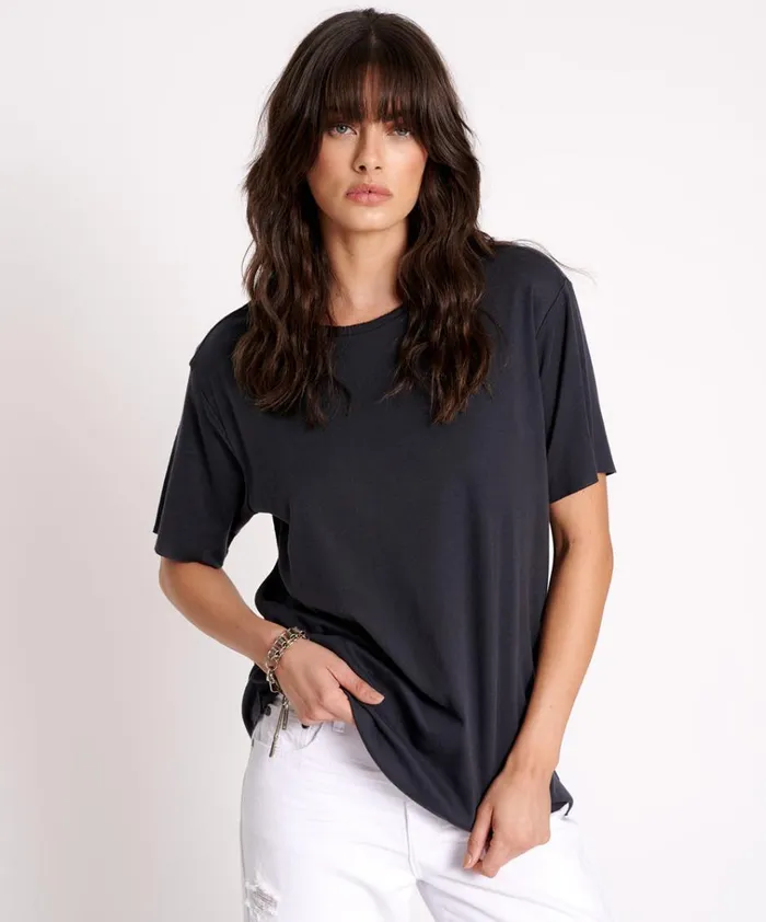 BLACK STONE RIBBED UNISEX TEE Women One Teaspoon Tees and Tanks