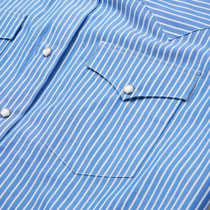 Blue Western Stripe Shirt Blue Men Stetson Western Shirts