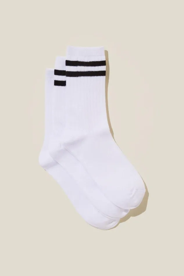 Body Crew Socks 3Pk Whiteblack Stripe Women Cotton On Accessories