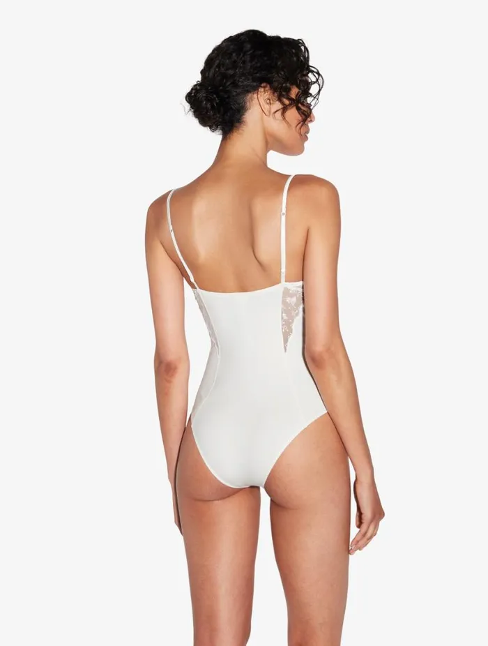 Bodysuit In Lys With Embroidered Tulle Lingerie La Perla Bodysuits and Bustiers