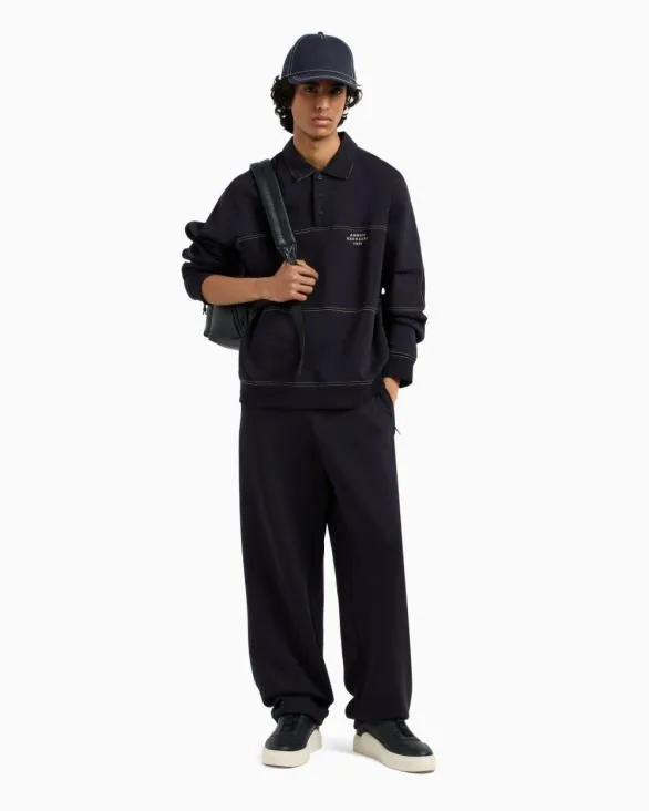 Bonded Stretch Fleece Joggers Navyblue Men Armani Matching Sets Bonded Stretch Fleece Joggers Navyblue Men Armani Matching Sets