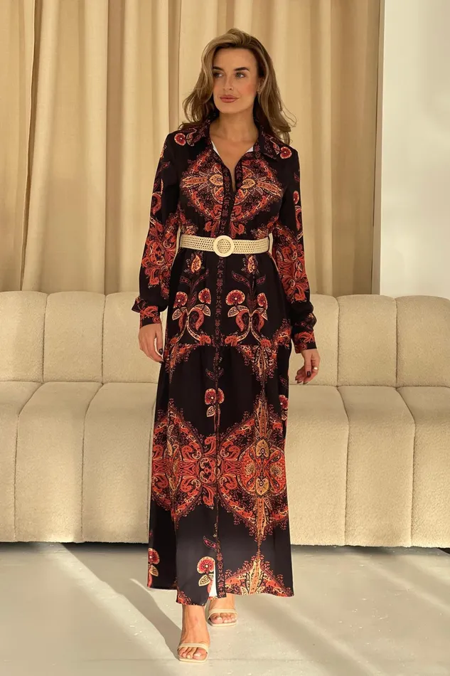 Bowie Tiered Maxi Shirt Dress In Black Women Girl In Mind Maxi Dresses