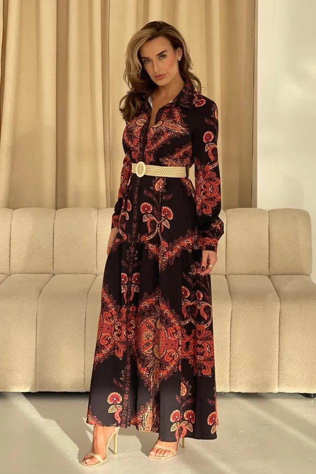 Bowie Tiered Maxi Shirt Dress In Black Women Girl In Mind Maxi Dresses