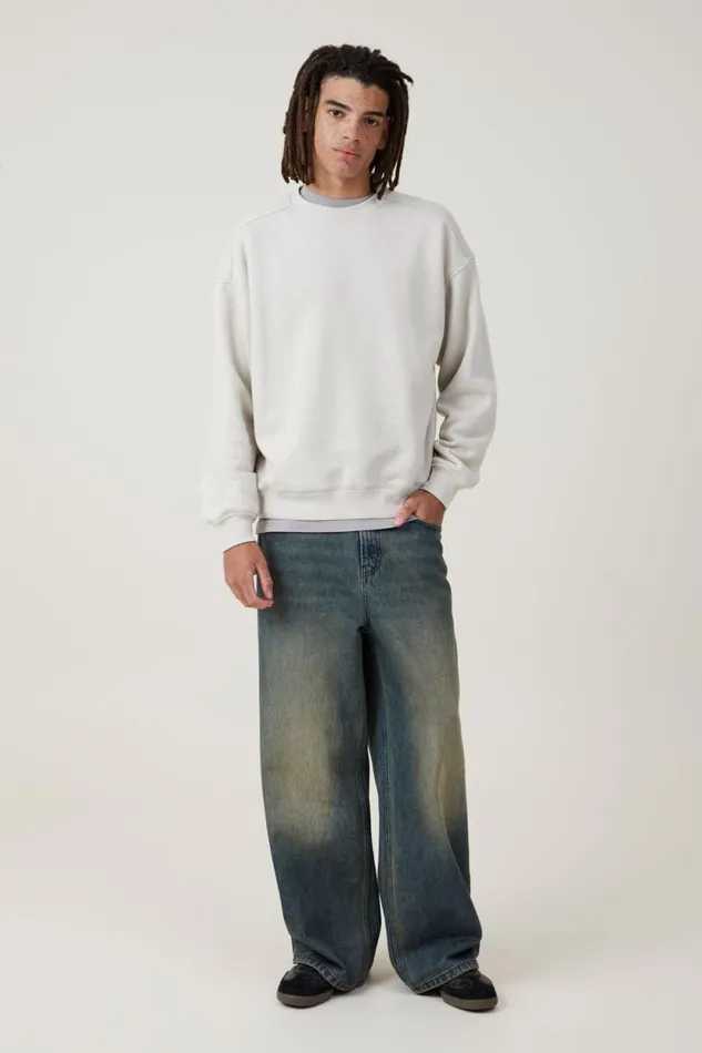 Box Fit Crew Sweater Bone Men Cotton On Sweats and Hoodies Box Fit Crew Sweater Bone Men Cotton On Sweats and Hoodies