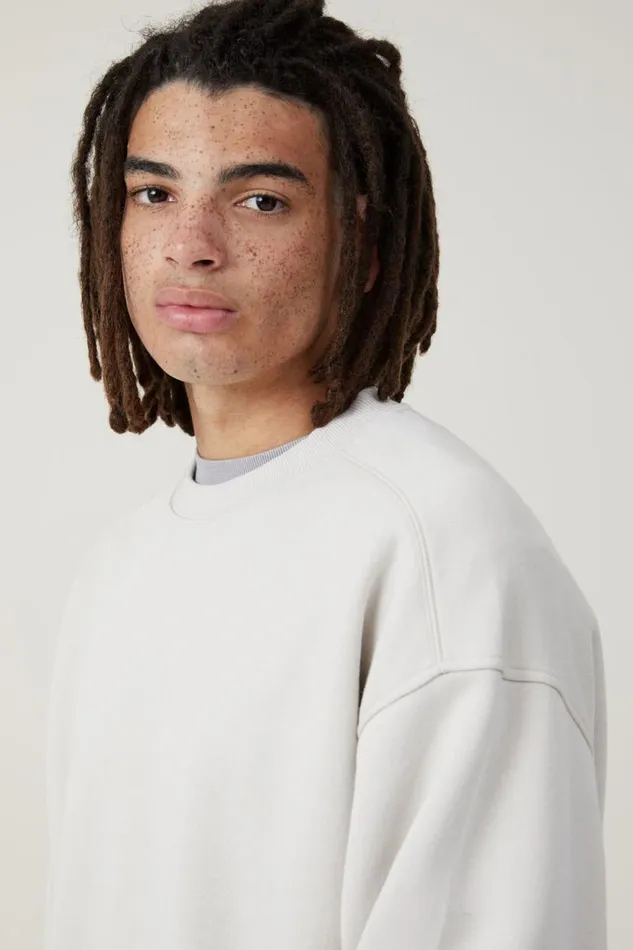 Box Fit Crew Sweater Bone Men Cotton On Sweats and Hoodies Box Fit Crew Sweater Bone Men Cotton On Sweats and Hoodies