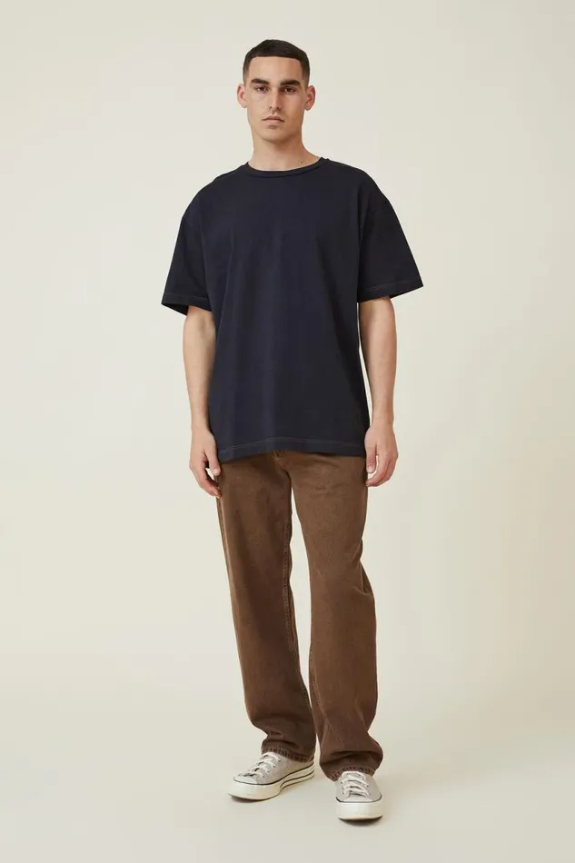 Box Fit Plain TShirt Black Men Cotton On Tees and Tanks