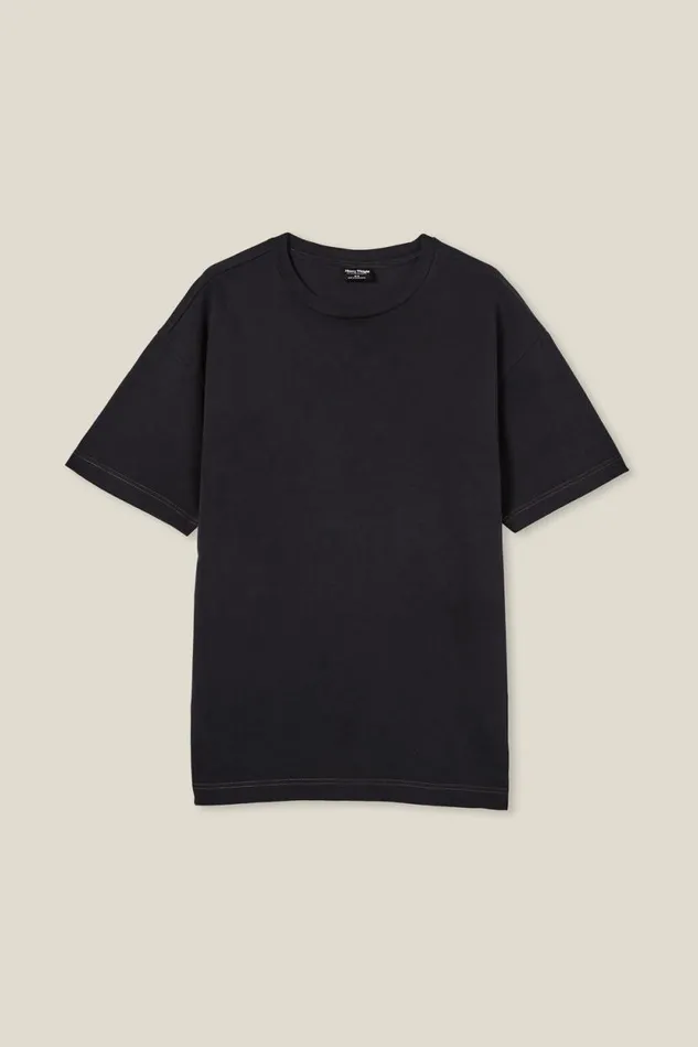 Box Fit Plain TShirt Black Men Cotton On Tees and Tanks