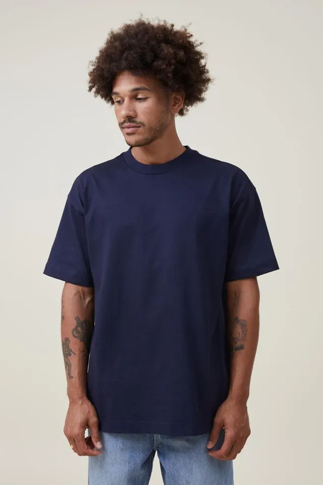 Box Fit Plain TShirt True Navy Men Cotton On Tees and Tanks