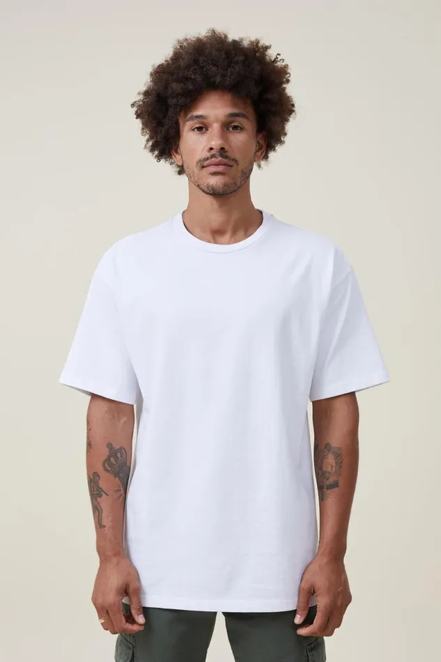 Box Fit Plain TShirt White Men Cotton On Tees and Tanks