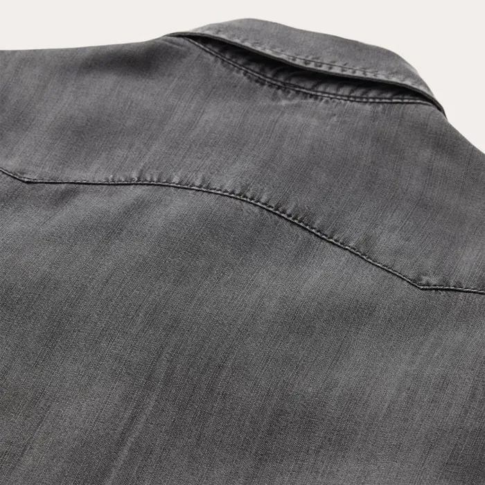 Boyfriend Fit Denim Tencel Shirt Washed Black Women Stetson Denim Shirts
