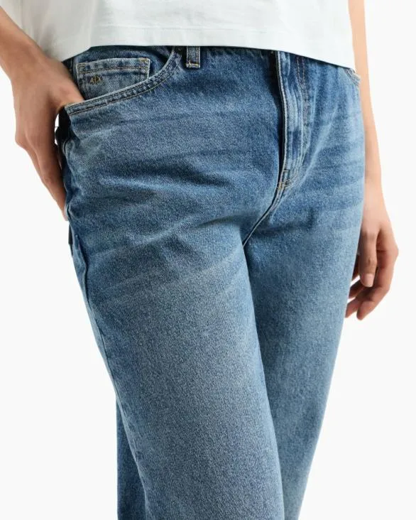 Boyfriend Jeans In Stiff Cotton With Used Effect Blue Women Armani Denim Boyfriend Jeans In Stiff Cotton With Used Effect Blue Women Armani Denim
