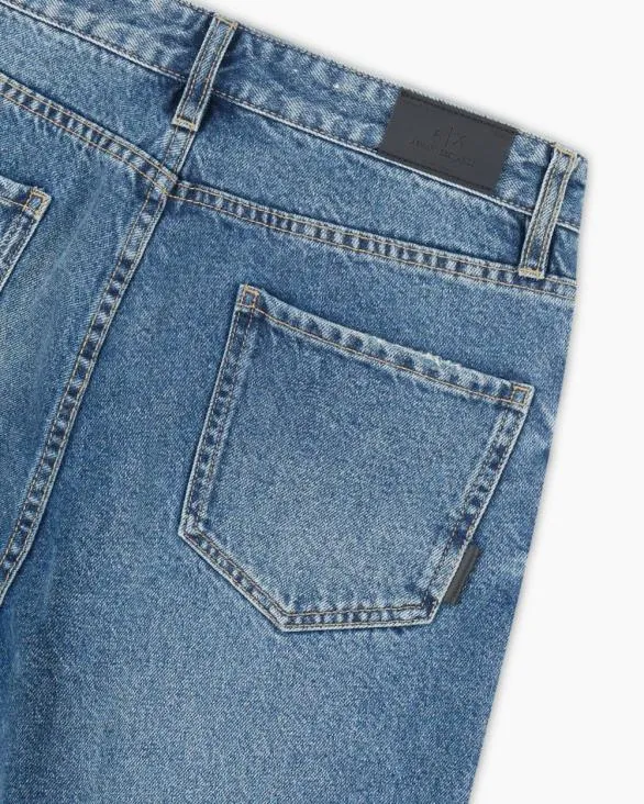 Boyfriend Jeans In Stiff Cotton With Used Effect Blue Women Armani Denim Boyfriend Jeans In Stiff Cotton With Used Effect Blue Women Armani Denim