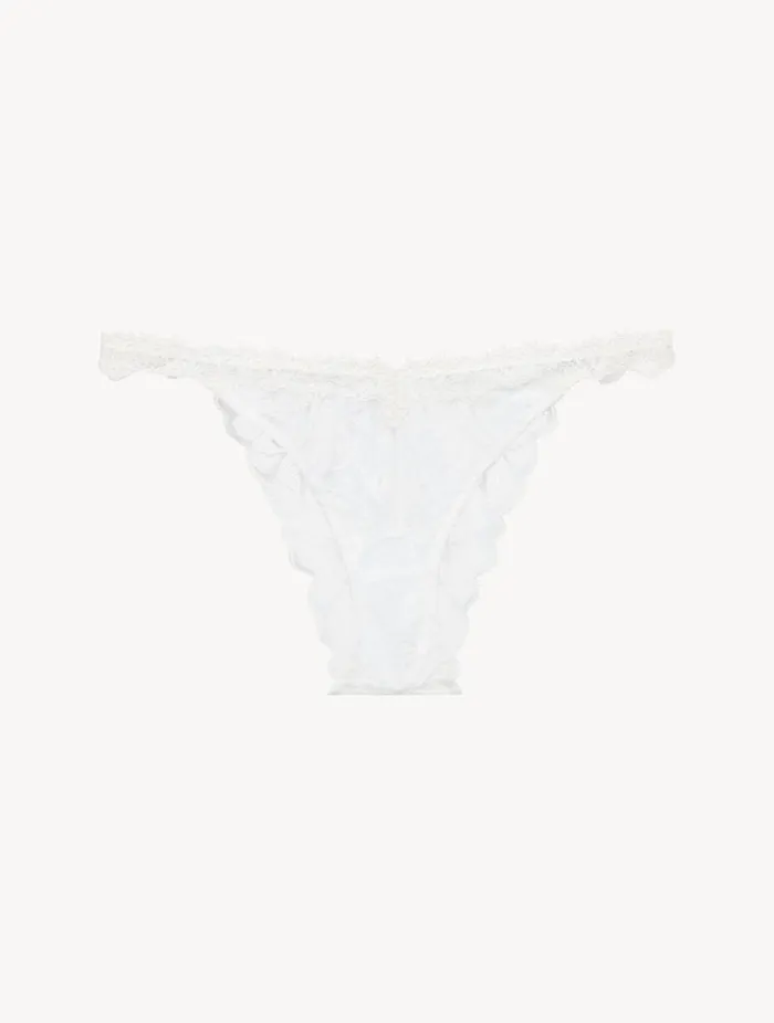 Brazilian Brief In Off White With Leavers Lace Lingerie La Perla Brazilian