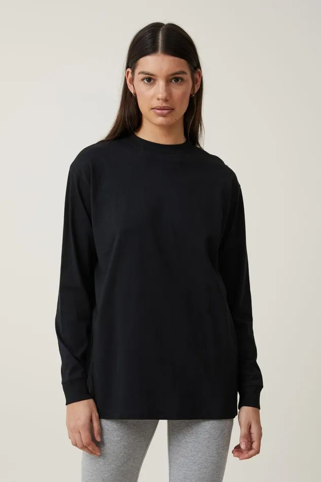 Brody Oversized Long Sleeve Top Black Women Cotton On Tops