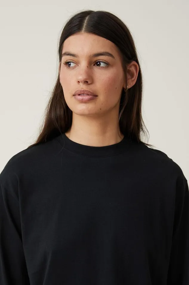Brody Oversized Long Sleeve Top Black Women Cotton On Tops