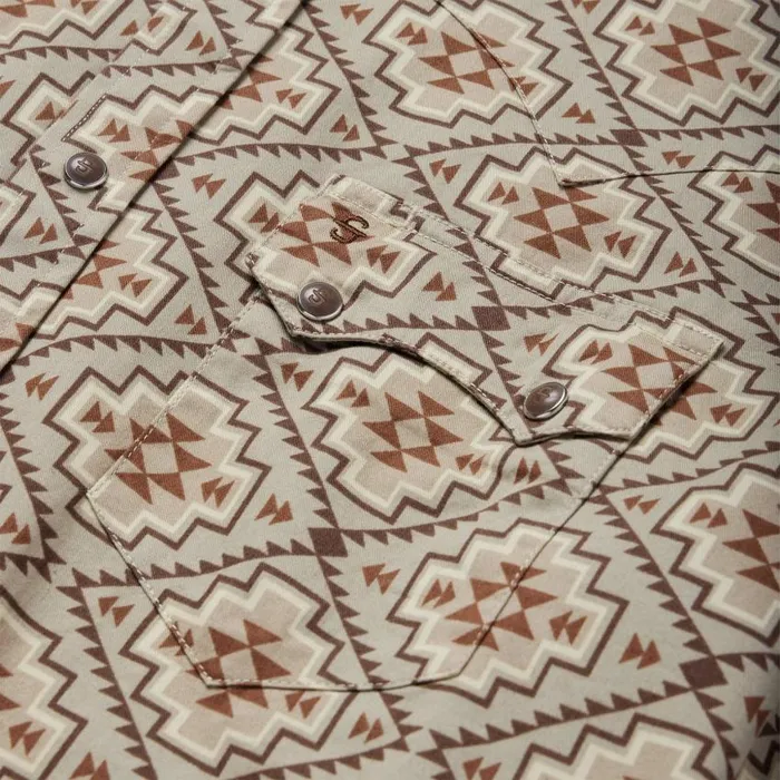 Brown Aztec Poplin Western Shirt Brown Men Stetson Western Shirts