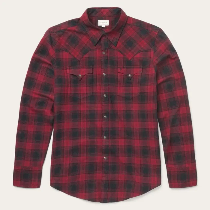Brushed Twill Plaid Shirt Black Men Stetson Western Shirts