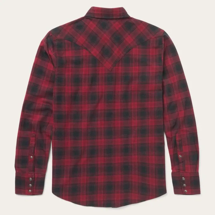 Brushed Twill Plaid Shirt Black Men Stetson Western Shirts