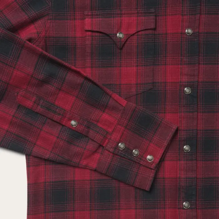 Brushed Twill Plaid Shirt Black Men Stetson Western Shirts