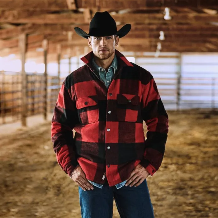 Buffalo Plaid Western Coat Red Men Stetson Jackets