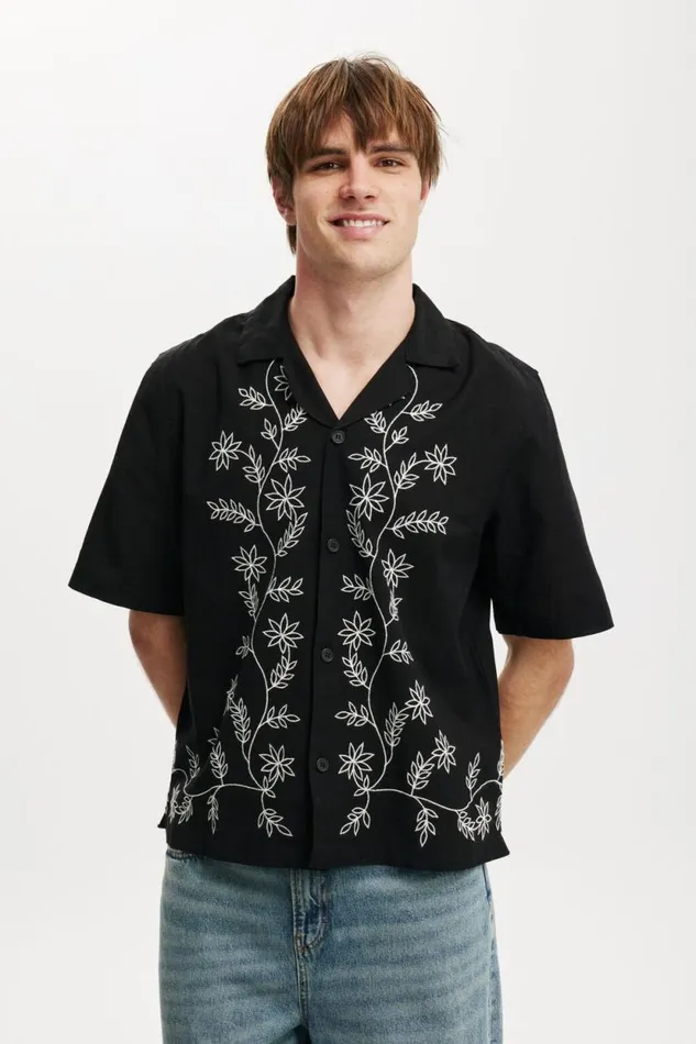 Cabana Short Sleeve Shirt Night Floral Men Cotton On Shirts and Polos