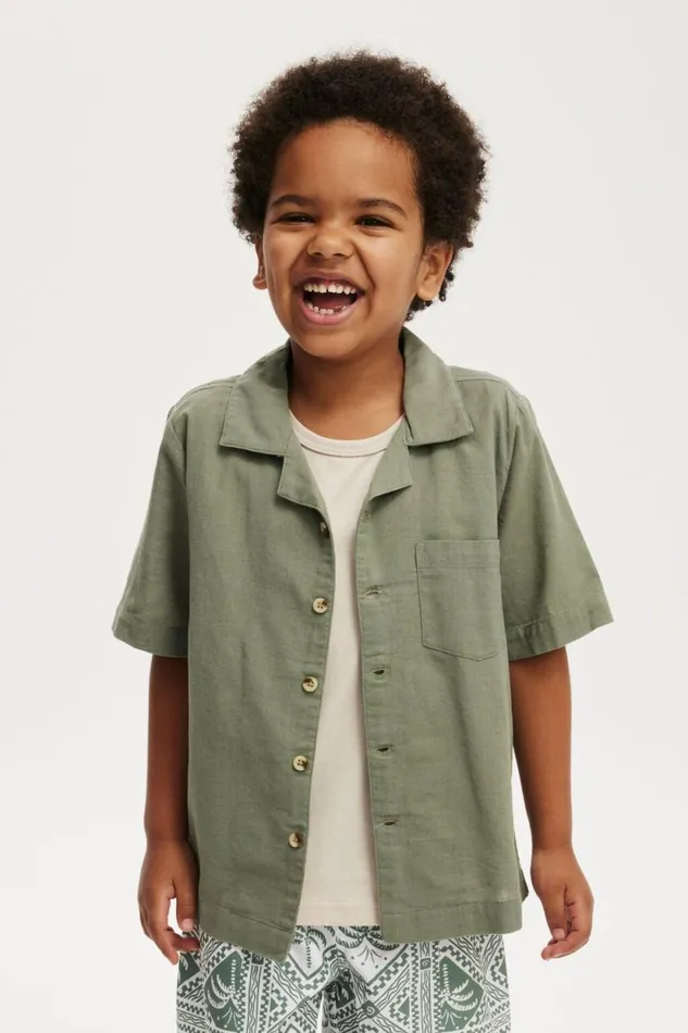 Cabana Short Sleeve Shirt Swag Green Boys Cotton On Shirts