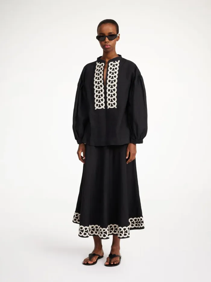 Cadmus Linen Blouse Black Women By Malene Birger Tops and Blouses