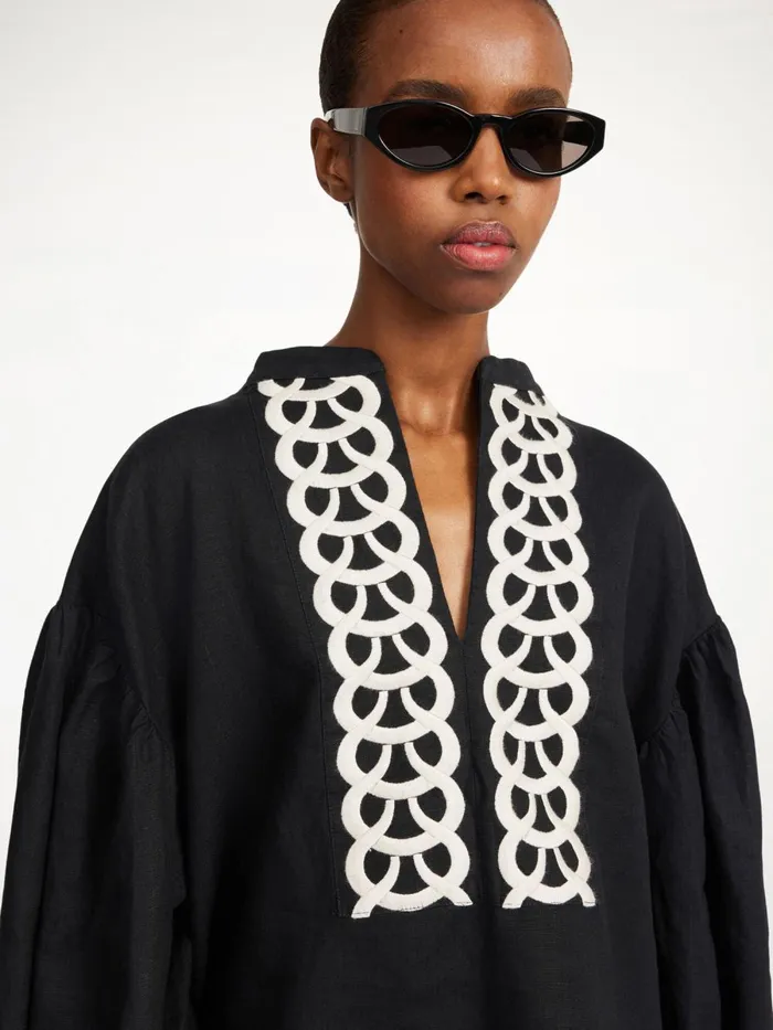 Cadmus Linen Blouse Black Women By Malene Birger Tops and Blouses