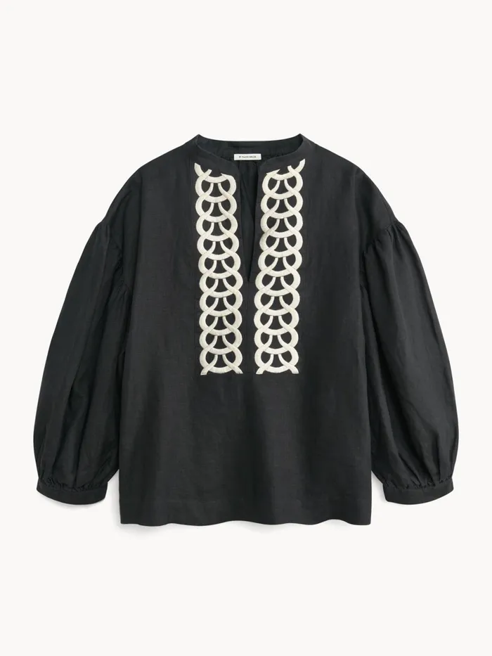 Cadmus Linen Blouse Black Women By Malene Birger Tops and Blouses