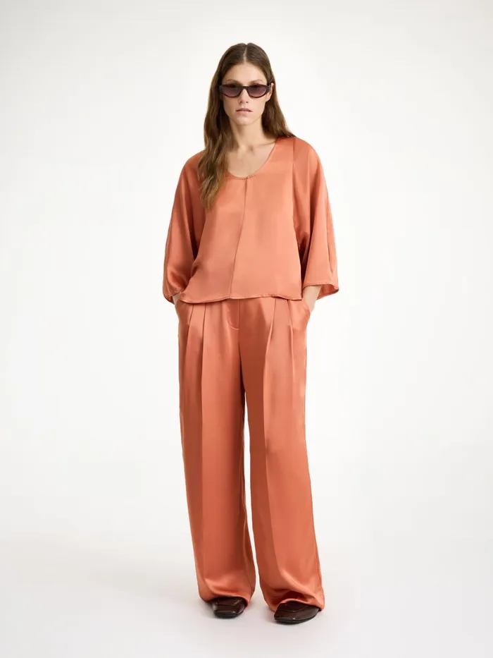 Calyas Blouse Dark Cherry Plum Women By Malene Birger Tops and Blouses