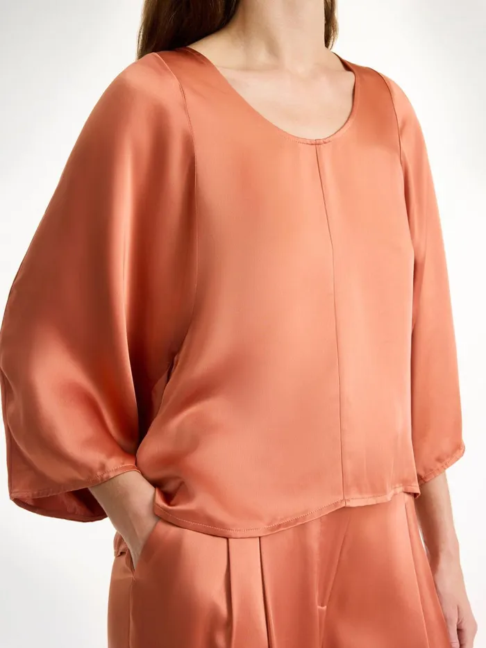 Calyas Blouse Dark Cherry Plum Women By Malene Birger Tops and Blouses