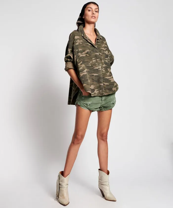 CAMO LONG SLEEVE DARIA SHIRT Women One Teaspoon Denim Tops CAMO LONG SLEEVE DARIA SHIRT Women One Teaspoon Denim Tops