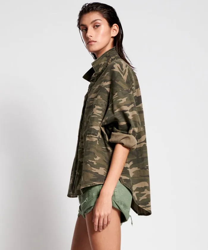 CAMO LONG SLEEVE DARIA SHIRT Women One Teaspoon Denim Tops CAMO LONG SLEEVE DARIA SHIRT Women One Teaspoon Denim Tops